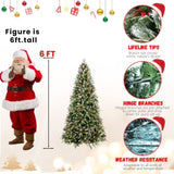 Artificial 6ft Green LED-lit Christmas Tree with 1593PE/PVC Mixed Branch Tips,Red fruit and Pine 42320645