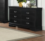 ZUN Traditional Design Black Finish Dresser of 6x Drawers 1pc Classic Louis Phillippe Style Bedroom B01182190