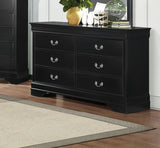 ZUN Traditional Design Black Finish Dresser of 6x Drawers 1pc Classic Louis Phillippe Style Bedroom B01182190