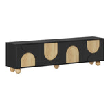 Farmhouse TV Stand with Cable Holes for TVs up to 75", Cream Style Media Console with Rebound N721P288695B