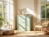 Slim Shoe Storage Cabinet, 2 Flip Drawers & Adjustable Shelves, Holds 8-12 Pairs, Green 11916651