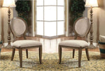 ZUN Transitional Rustic Oak and Beige Side Chairs Set of 2 Chairs Dining Room Furniture Padded fabric B011109808