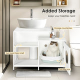 Cat litter box enclosure for bathroom, Hidden Litter Pet Washroom with Divider, Indoor Cat House for W1687P251061