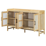 TREXM Rustic Sideboard with Decorative Rattan Doors and Adjustable Shelves for Entryway, Dining N715P203848N