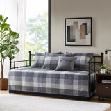 6 Piece Reversible Plaid Daybed Cover Set Grey Daybed B035P266680