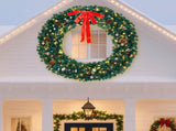 72in Pre-lit Christmas Wreath, Lighted Artificial Xmas Wreath with 300 Warm White Lights and 1200 97320150