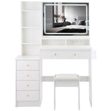 41" Large Size Left Bedside Cabinet Vanity TableCushioned Stool Dresser Set, 2 AC2 USB Power W936P230832