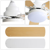 ZUN 42 Inch Modern Ceiling Fan With 3 Color Dimmable Light 5 Blades Remote Control Reversible DC Motor W882P164332