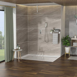 Shower System with Waterfall Tub Spout,16 Inch Ceiling Mount Square Shower System with Rough-in W124381955