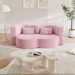 ZUN Modern Floor Sofa with 2 Pillows,Convertible Teddy Fabric Foam-Filled Sleeper Sofa Bed,15" Full Size W1885P190391