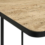 ZUN Travertine and Black Accent Table B062P153888