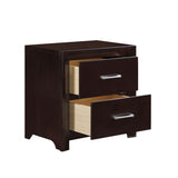 Espresso Finish Contemporary Design 1pc Nightstand of Drawers Silver Tone Pulls Bedroom Furniture B01158485