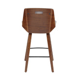 Corazza Mid-Century Modern Counter Stool in Walnut Wood and Light Grey Fabric by LumiSource B202P222364