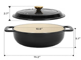 Cast iron 6QT cooking pot - Gradient Black Color - Includes two silicone gloves - Enamel pot 92886056
