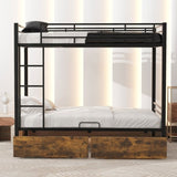 ZUN Metal Bunk Bed With drawers, Twin, Black MF311015AAB