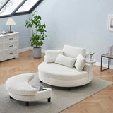 51-inch beige corduroy sofa with two throw pillows and a waist pillow with an extra tray for W1658P143720