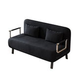 velvet black 55 Convertible Chair Bed, Tri-Fold Sofa Bed with Adjustable Backrest & Pillow, Leisure W1767P192807