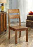 ZUN Dark Oak Rustic Style Solid wood Kitchen Set of 2pc Dining Chairs Panel Back Chairs Dining Room B011P232475