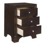 ZUN Brown Cherry Finish 3-Drawers Nightstand with 2 USB Ports Transitional Bedroom Furniture 1pc Bedside B011P172001