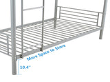Iron Bed Bunk Bed with Ladder for Kids Twin Size Gray 40700088