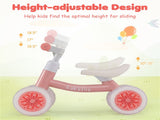 4 Wheel Kids Balance Bike with Light Up Wheels, 3 Level Adjustable Height Toddler Push Bike , No 96203550