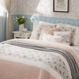 6 Piece Cotton Percale Quilt Set with Throw Pillows Blush King/Cal King B035129024