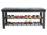 Entryway Metal Cushioned Bench with 2 Tier 8 Pair Shoe Storage in Grey 58134028