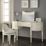 Ivory Swivel Vanity Chair with Tufted Back B062P209153