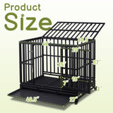 ZUN 42 Inch Heavy Duty Dog Crate, 3-Door Dog Kennel for Medium to Large Dogs with Lockable Wheels and 82726389