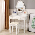 ZUN FCH With Light Bulb Single Mirror 5 Drawer Dressing Table White（=60709581,39757282） 16062826