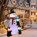 ZUN 6ft With 3 Penguins, 4 Light Strings, 1 Colorful Rotating Light, Inflatable, Garden Snowman 98246671