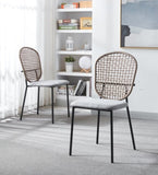 BLACK and gray sennit chair,set of 4,dining chair,coffee chair W23460281