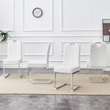 A set of 4 white thickened dining chairs with built- in spring packages and ergonomic W3226P279079
