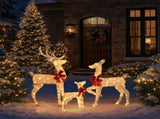 3pcs 4FT 30.00V 3.60W Family Elk Champagne Iron Frame Courtyard Elk Decoration 85433522