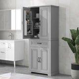 Bathroom Storage Cabinet with Doors and Drawer, Multiple Storage Space, Adjustable Shelf, Grey WF308204AAE