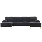 ZUN U-Shaped 4-Seat Indoor Modular Sofa Black 35865995