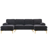 ZUN U-Shaped 4-Seat Indoor Modular Sofa Black 35865995