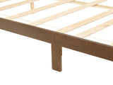 Queen Pine wooden Bed with Rattan Headboard and Footboard, with Central Enhanced Bed Platform,Walnut W504P269833