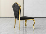 Dining Chairs Set of 2, Modern Black PU Leather Upholstered Chairs with Gold Stainless Steel Legs, W2723P426299