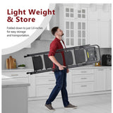 5-step ladder, foldable step stool with tool tray and wide non slip pedals, sturdy steel ladder, W2717P257603