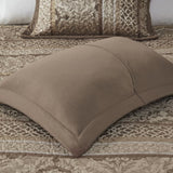 5 Piece Reversible Jacquard Bedspread Set Brown/Gold Queen B03597513