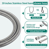 Drill-Free Stainless Steel Slide Bar Combo Rain Showerhead 7-Setting Hand, Dual Shower Head Spa W1219P155528