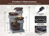4-Tier Waterfall Fountain with LED Lights, Resin Fiberglass Outdoor Fountain with Adjustable Flow 94280886