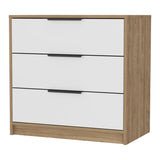 ZUN Cannon 3-Drawer Dresser White and Light Oak B06280495