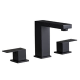Bathroom Stainless Steel Faucets for Sink 3 Hole Matte Black 8 inch Widespread Bathroom Sink Faucet W1932P353507