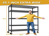 Heavy Duty Shelves 55.12" W Wire Shelving Unit with Wheels 3200LBS NSF Metal Shelves for 30334700