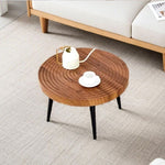 ZUN Natural Wood Grain Texture Round Coffee Table - Diameter 23.6 Inches.Exquisite Suction Molding W2920P226078