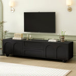 ZUN ON-TREND Cream Style TV Stand with Arched Doors & 2 Drawers for TVs up to 75", Minimalist Media N721P205779B