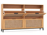 Boho Style Shoe Cabinet Cabinet with 4 Flip Drawers & Open Shelves, Freestanding Shoe Organizer for 84343778