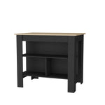 ZUN Aztec Kitchen Island in melamine with open storage, Light pine + black B128P227634